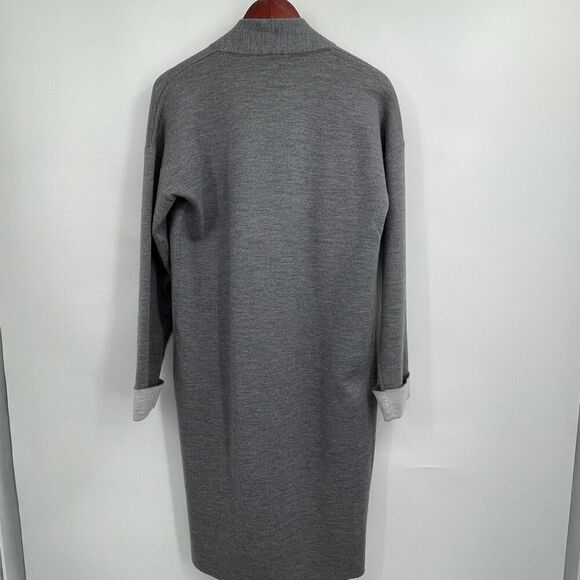 Theory Gray Double Face Open Front Long Cardigan Sweater Size Medium - Picture 5 of 5